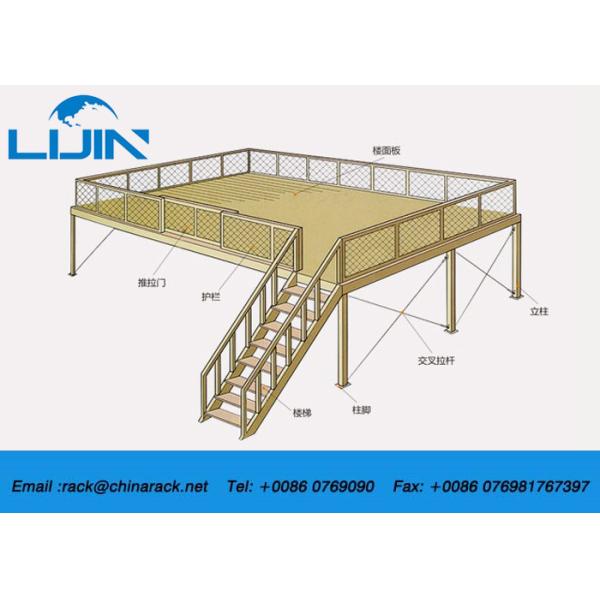 Plywood Board Industrial Mezzanine Floors System With Staircase Custom Size