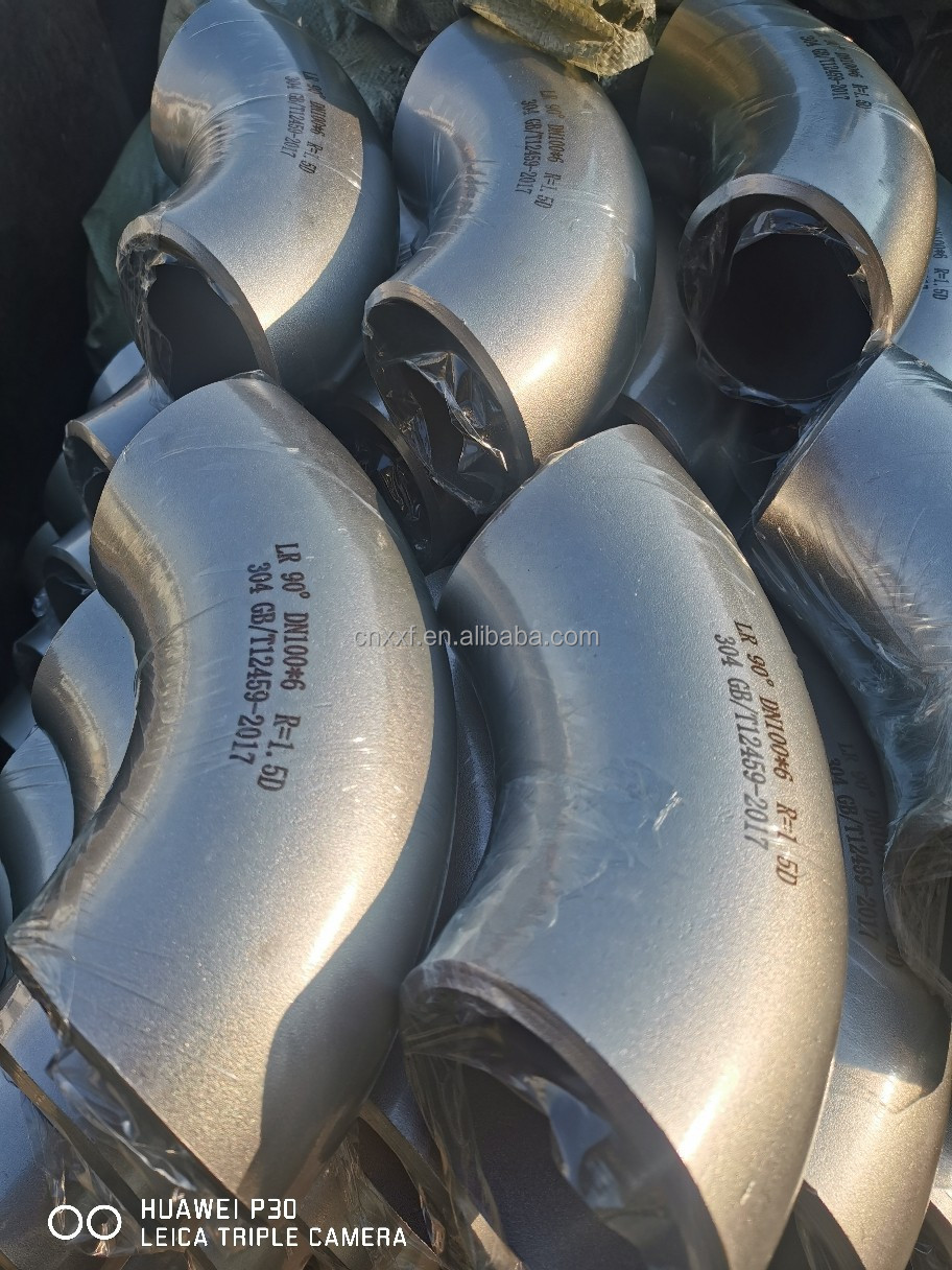 SUS304 316 Stainless Steel Butt-Weld Fittings Bw Lr Long Radius 90 Degree Sch10 Sch40 Seamless Ss Elbow Welding 45 Degree
