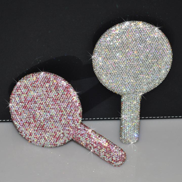 Rhinestone Heart Travel Portable Vanity Mirror Makeup Light Up For Makeup