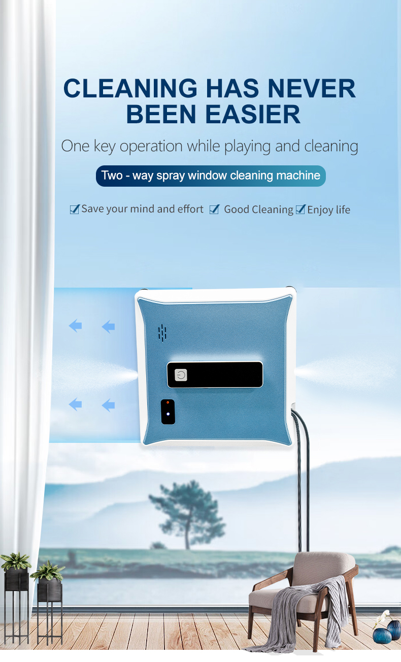 Household App Controlled Huidi Ultra-Thin Robot Window Cleaning Machine With Two Nozzles