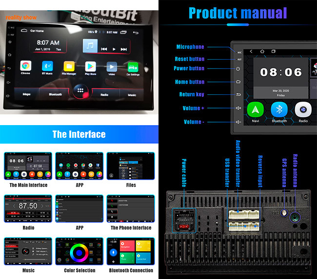 Capacitive Android Car Stereo 7 Inch IPS Wireless Android Auto Head Unit