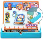 Preschool Kids Magnetic Jigsaw Puzzle Toys Engineering Vehicles For Age 4-8