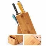 Multipurpose Bamboo Knife Storage Block , Wooden Knife Holder Phthalate Free