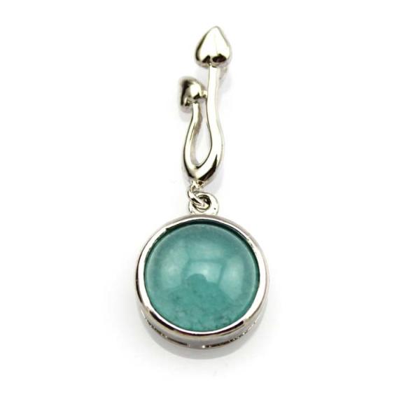 Sterling Silver Blue Chalcedony Pendant 925 Silver Rolo Chain Necklace 18 Inches(PSJ0164)
