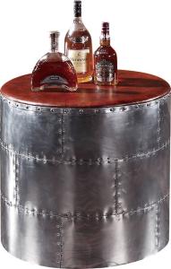 China Aluminium Sheet Vintage Round Leather Top Coffee Table 0.287CBM Volume Durable wholesale