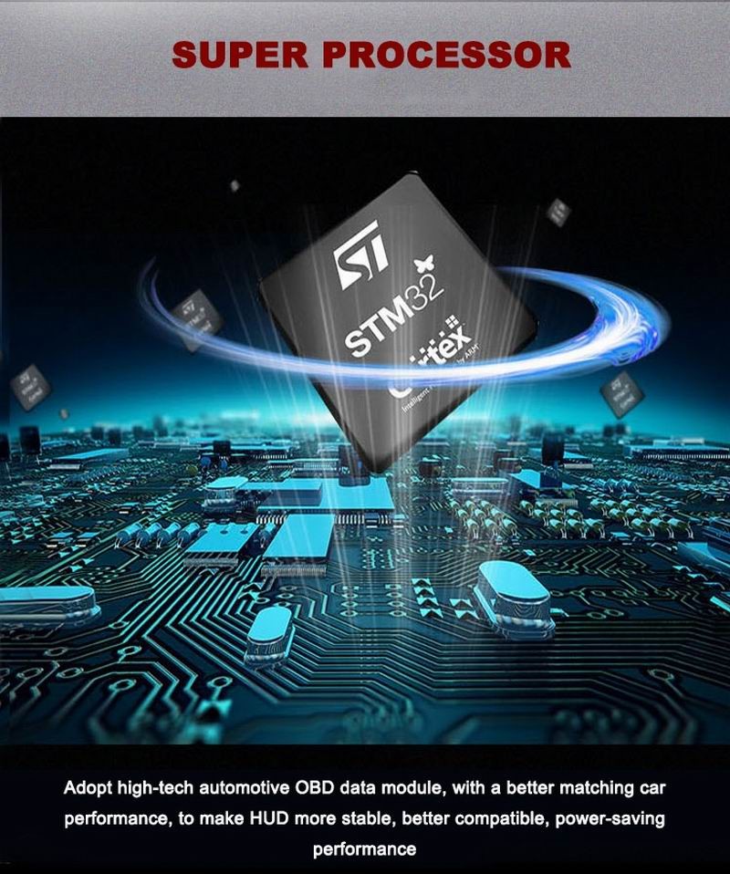 Ouchuangbo Car Head Up Display 3.5 inch Windscreen Projector OBD2 EUOBD Driving Data Display Speed RPM Water