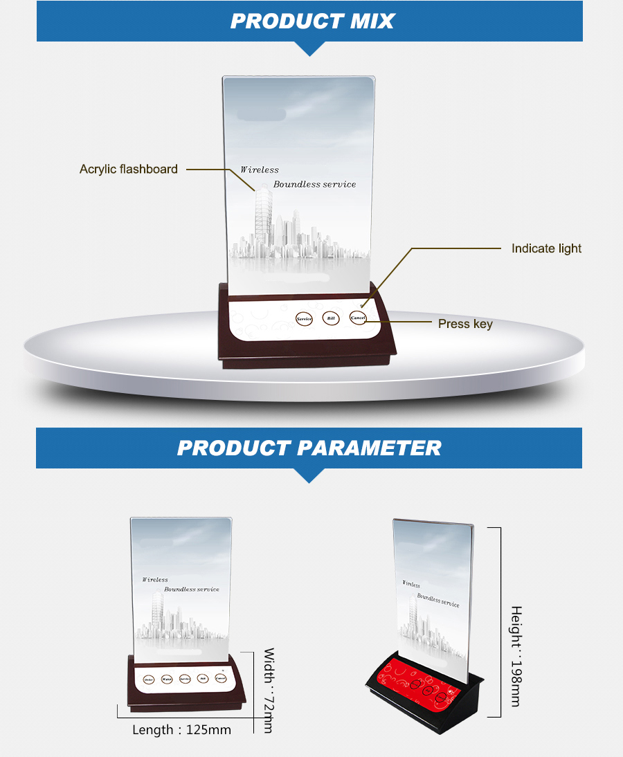 Restaurant display for wireless Table Service calling system