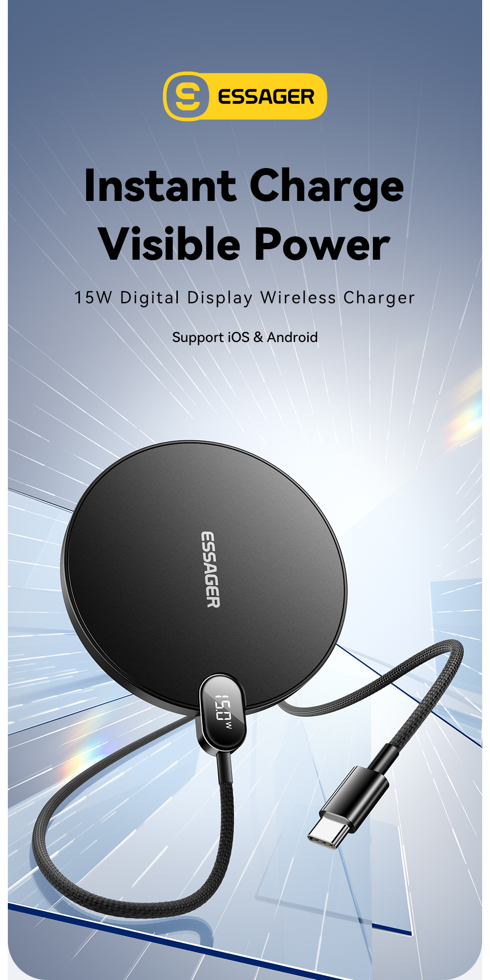 ESSAGER ES-WC15 Series 15W Charger for Android Magnetic Wireless Charger