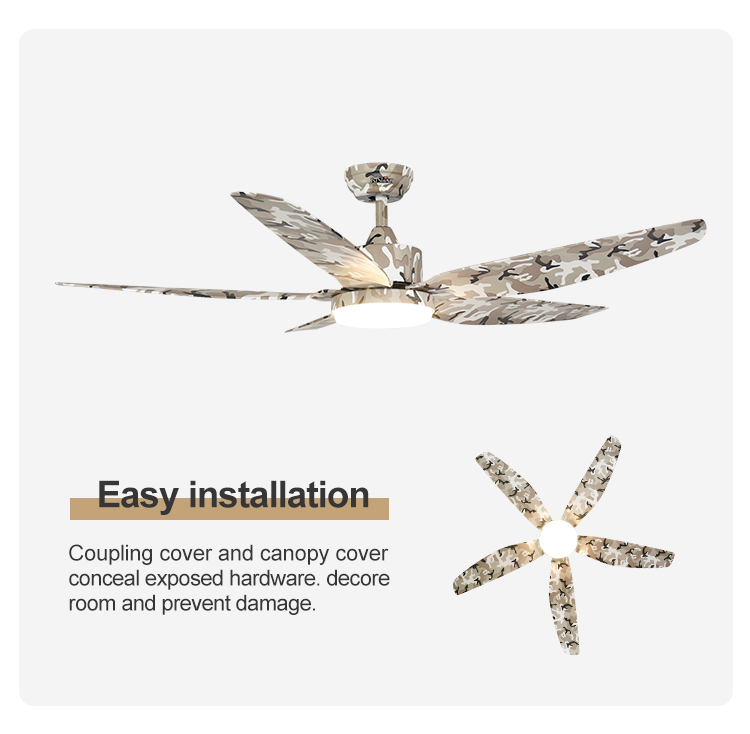 56 Inch Ceiling Fan with Dimmable LED Lighting and 5 ABS Plastic Blades from 1stshine