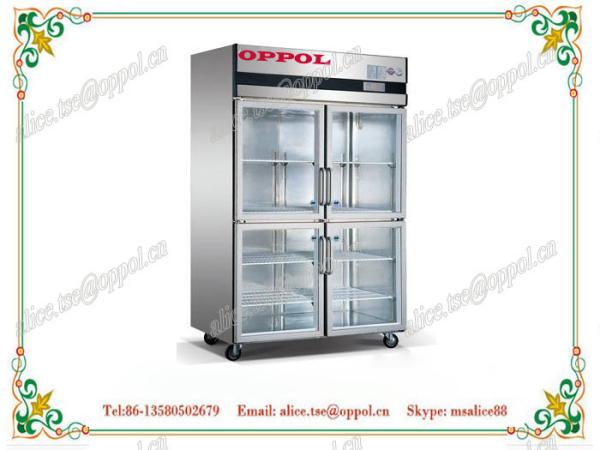 OP-915 OPPOL Brand Four Glass Doors Upright Display Refrigerator with Four