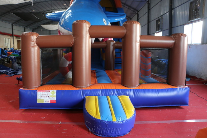 Water Resistant Massive Inflatable Dry Slide Shark Themed 12x4x6.5m