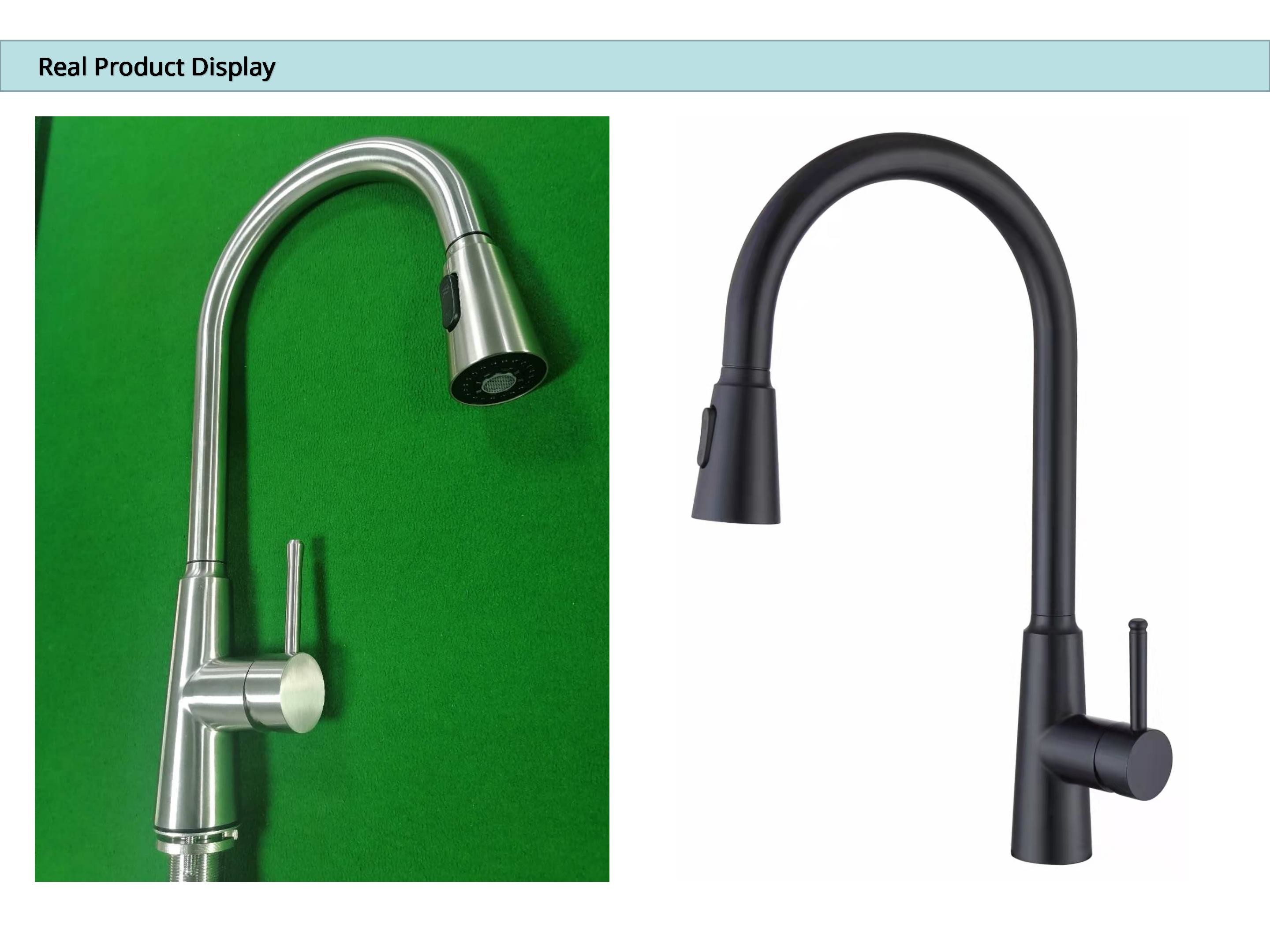 IPX5 Brushed Nickel Pull Out Kitchen Taps CUPC Braided Hose Mixer With Sprayer