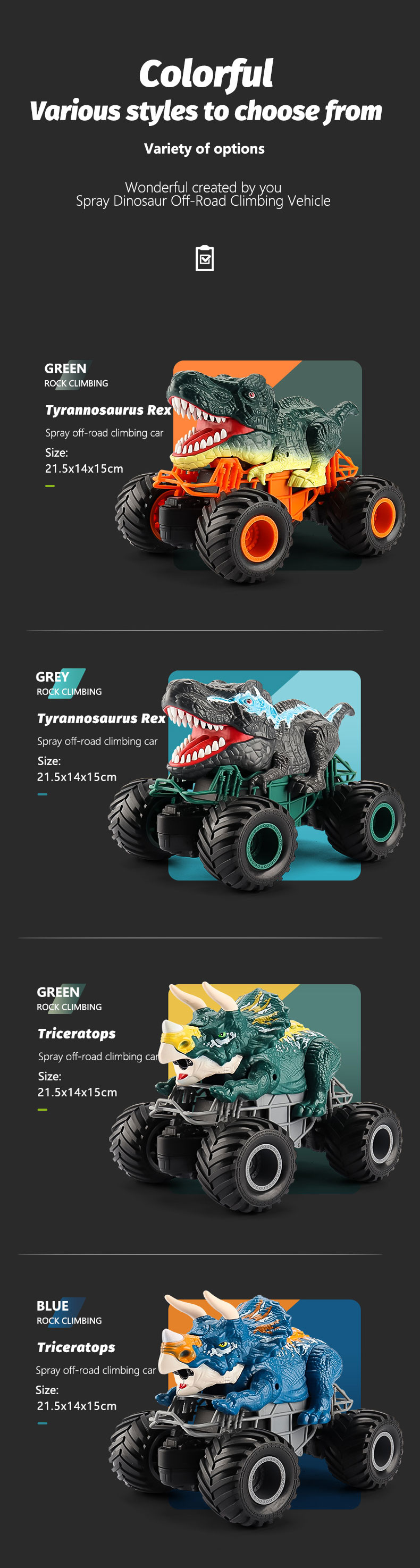 Spray Dinosaur 2.4G Remote Control Triangle Dragon King Dragon Climbing Bigfoot Vehicle
