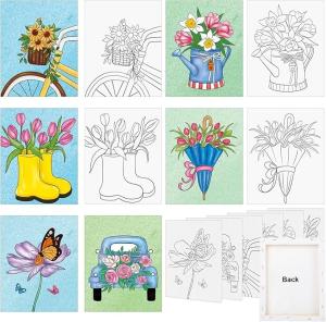 China 8x10 Inches Flowers Pre Printed Canvas Kits For Home Decoration Painting wholesale