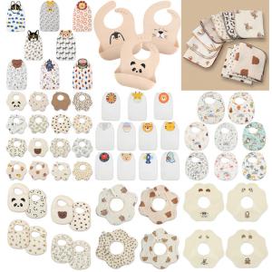China Organic Cotton Flower Shape Printed 6 Layers Muslin Cotton Baby Feeding Bibs Baby Cotton Bibs wholesale