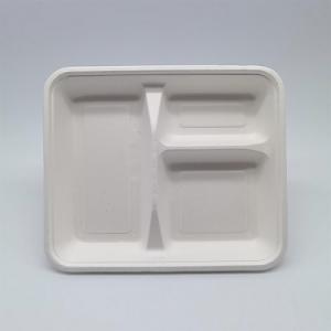 China Square Lunch Biodegradable Sugarcane Bagasse Plates 3 Compartment wholesale