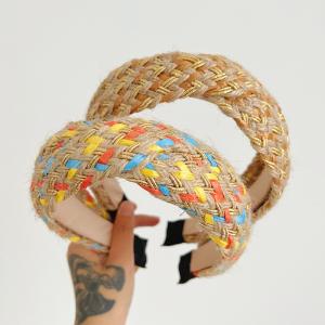 China Simple Multi-Color Cross Straw Vintage Headband With Wide-Brimmed For Women wholesale