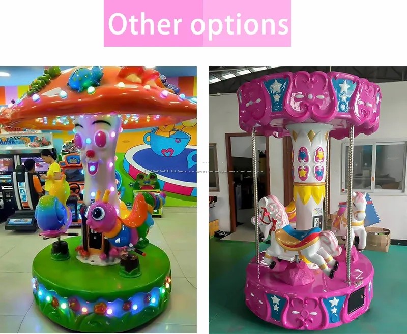 250W FRP+steel Coin Operated Carousel Ride Amusement Park Horse Carousel Kiddie Ride