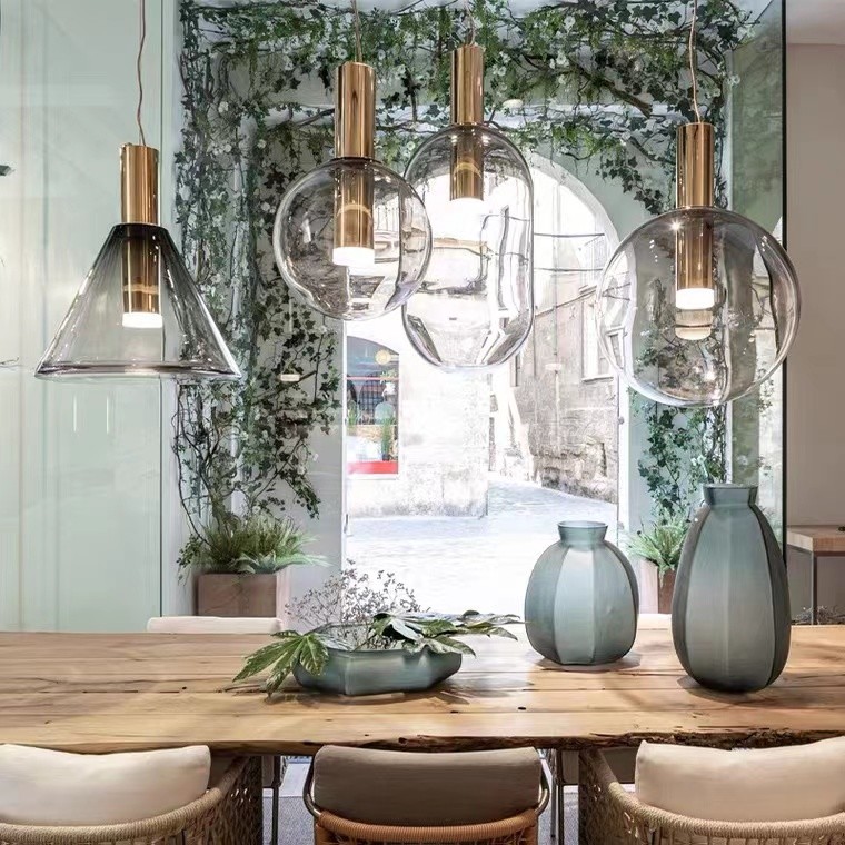 Dining Room Creative Hanging Lamp LED Chandelier Light Restaurant Bar Design Glass Fixture