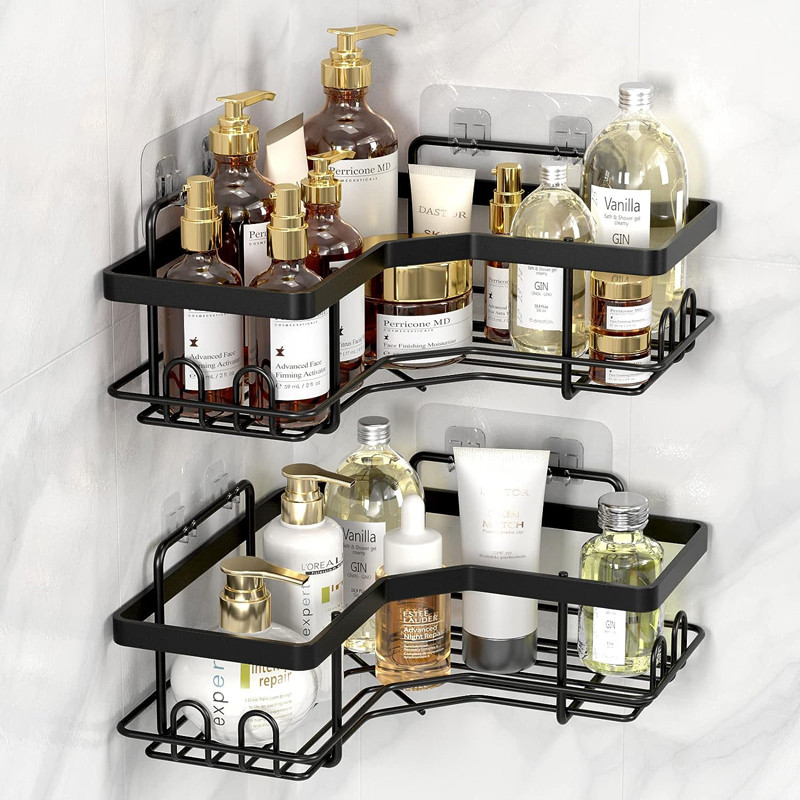 Waterproof Rustproof Wall-mounted Strong Adhesive Shower Organizer Shelf for Bathroom, Dorm and Kitchen