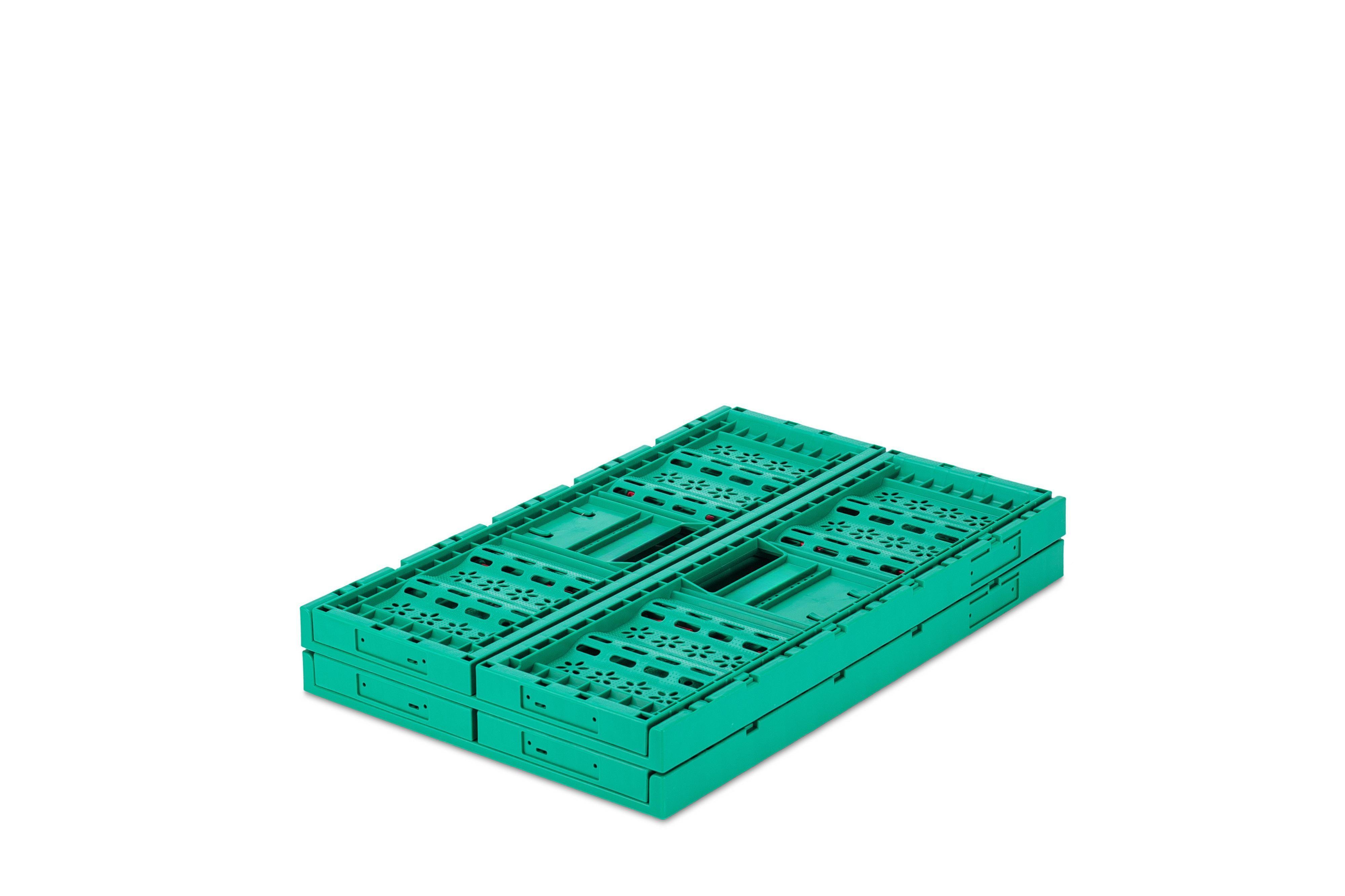 Foldable Vented Plastic Collapsible Storage Basket for Shop and Transport Convenience