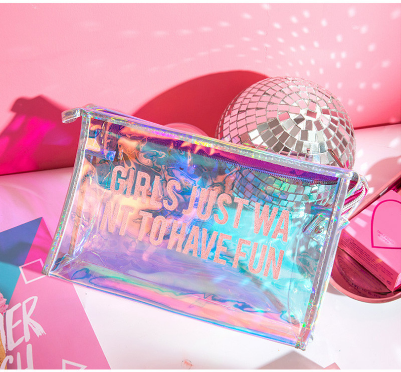 Laser Clear PVC Custom Logo Transparent Toiletry Wash Bag