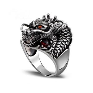 China Men's Thailand Sterling Silver Dragon Ring Vintage Jewelry (R121405) wholesale