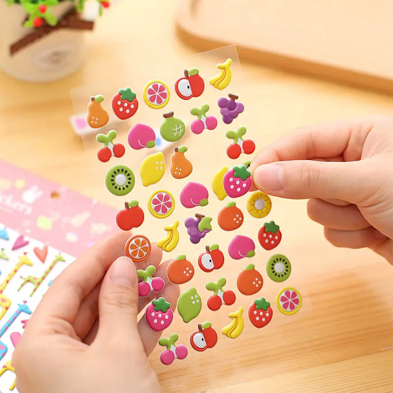 Custom Decorative Kids Cute Pvc Vinyl Cartoon 3d Eva Foam Puffy Stickers For Scrapbooking