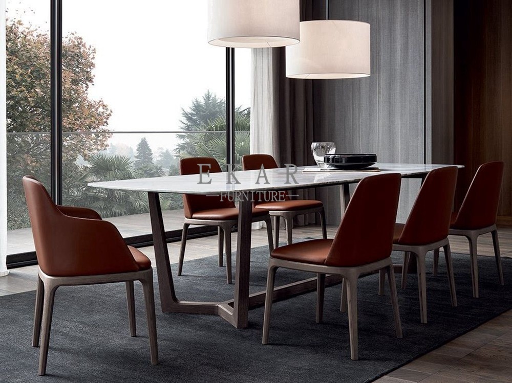 Modern Style Set Rectangle Marble Dining Table