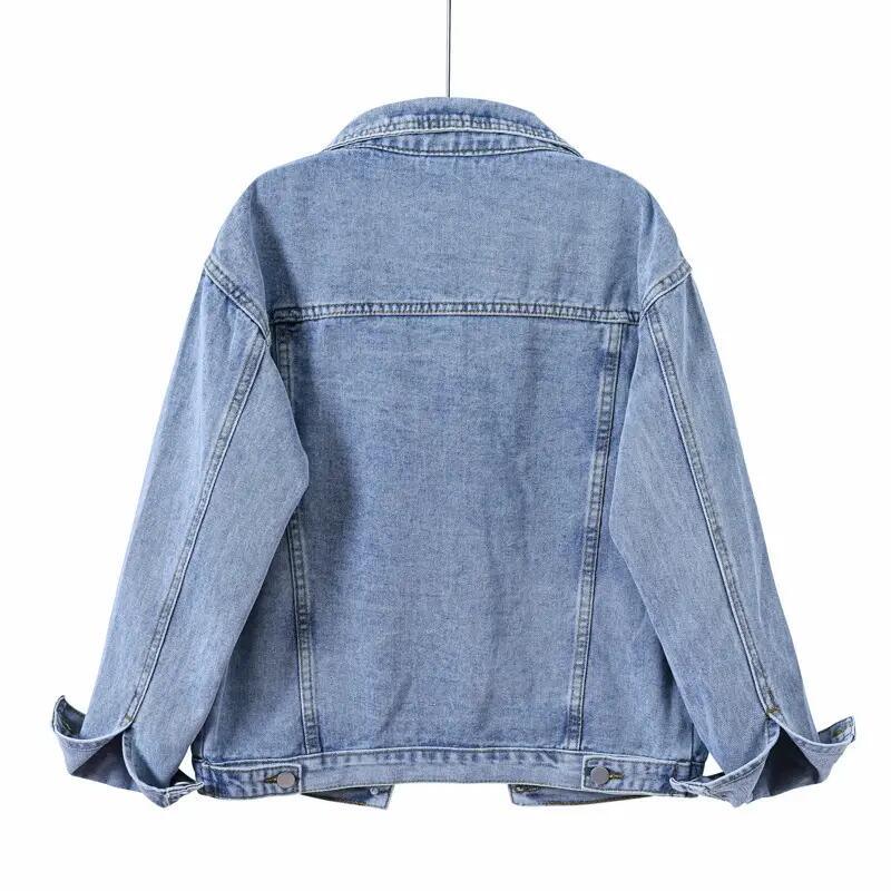 Women&prime;s Denim Jean Jacket Women Casual Outwear Fall Jacket Denim Button up Coat Oversize Denim Jacket for Ladies
