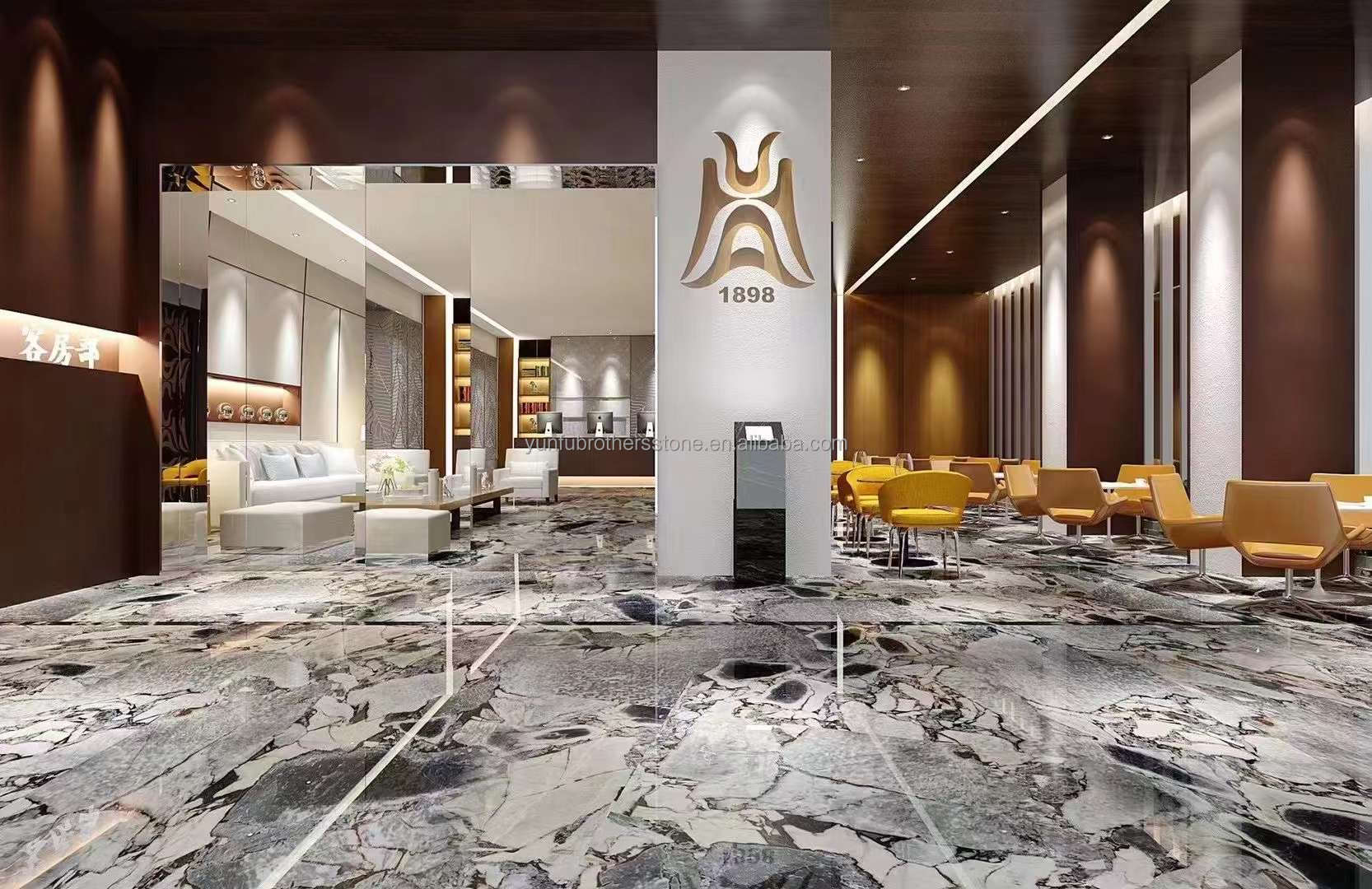 Hot Ocean White/Black Marble Wall and Flooring Tile Design Book Match Marble Elephant White Slab