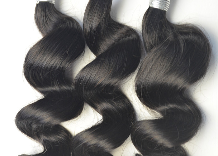 22 Inch Peruvian Virgin Hair / Natural Black Loose Wave Hair Bundles