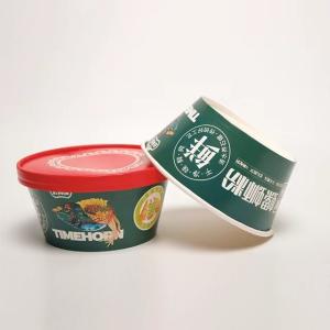 China 1200ml Round Paper Salad Bowls With Lids Waterproof Food Packing Containers wholesale
