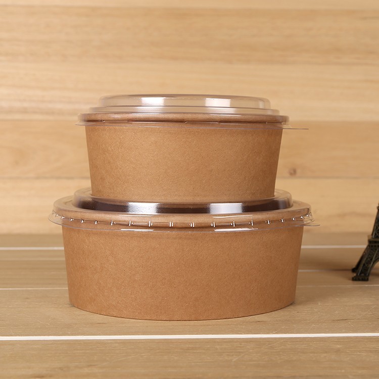 Factory Custom Logo PE PLA Coated Brown Hot Soup Containers And Grease Resistant Disposable Kraft Paper Soup Bowl