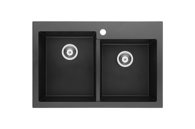 33 Inch Black Double Bowl Drop-in Granite/Quartz Kitchen Sink