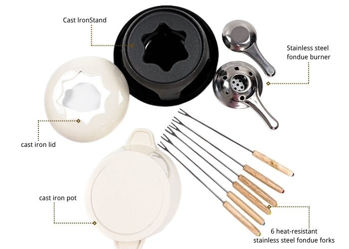Custom Enamel Coating Cheese Fondue Pots 1.5 Quart Non Stick