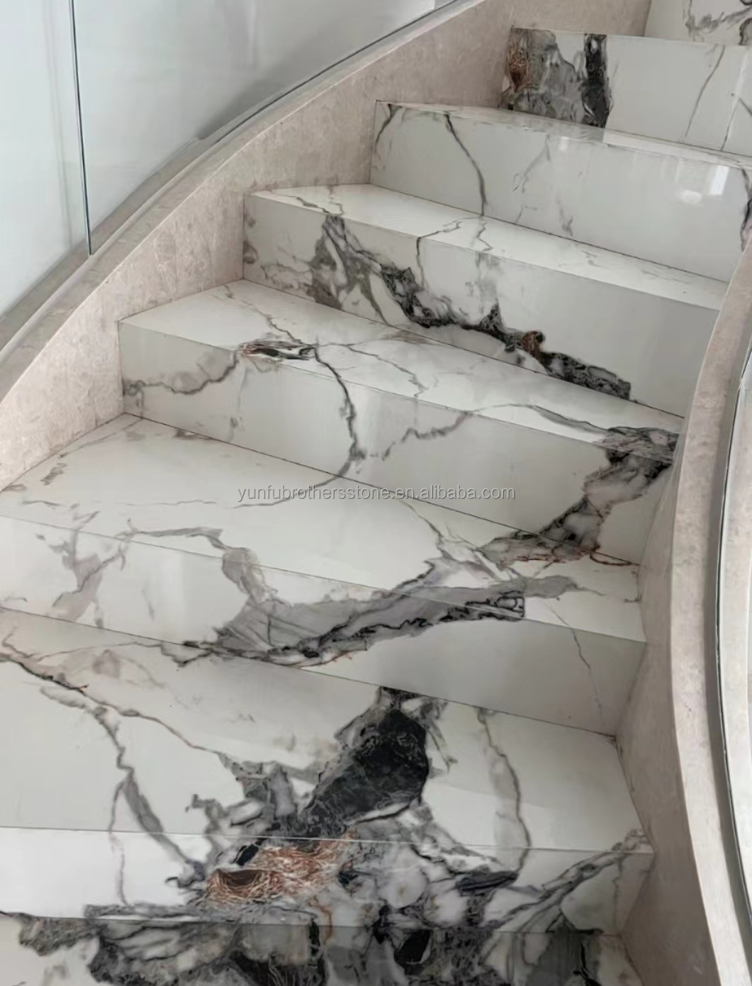 Straight Stair Non Slip Stair Treads with Sintered Stone Big Slabs from Special Stock