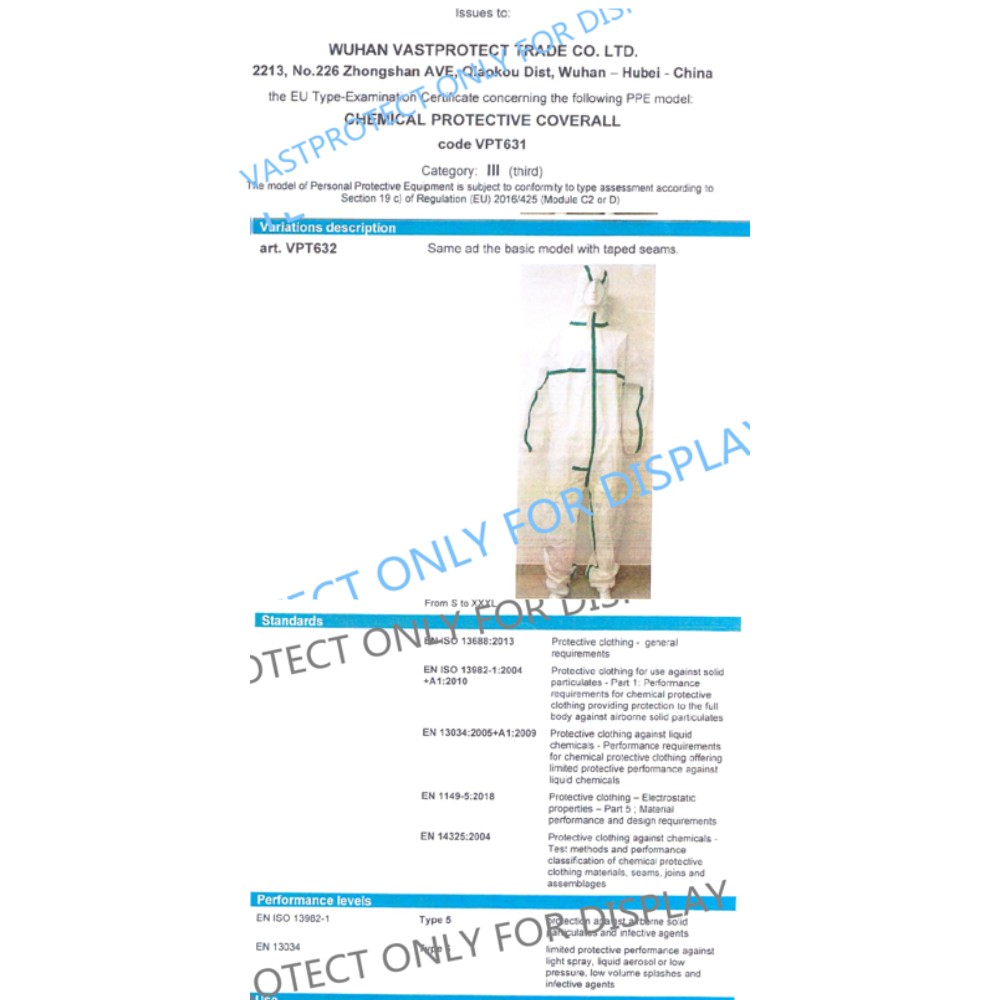PPE Suit Type 4 5 6 SMS PP Microporous Coveralls Industrial Safety