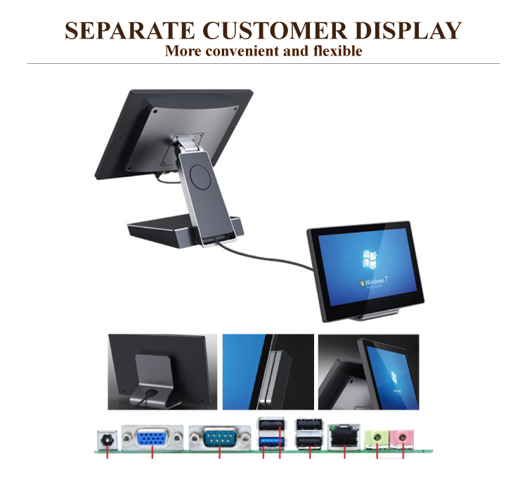 POS-0073 Retail Terminal Folding POS System with External 15.6 Inch Windows Display