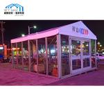 Durable Outdoor Exhibiton Marquee Party Tent With Red Roof Glass Wall Flame