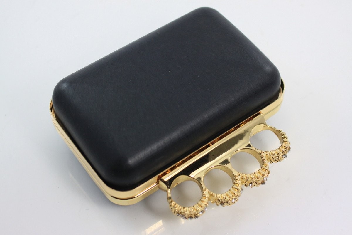 Gold Knuckle Duster Rectangle Metal Purse Frame 18.5*9.5cm