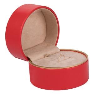 China Custom Design Portable Ring Gift Box , Full Cover Leather Wedding Ring Box wholesale