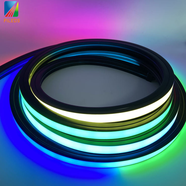 Digital Addressable LED Neon Rope Light Strip Programmable 12v Black Silicone Material