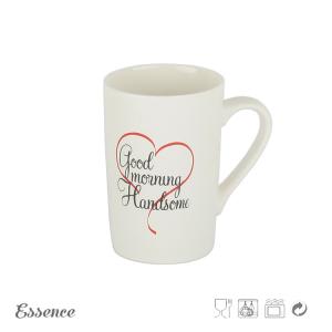 China 400ml Bone China Mugs , White Ceramic Coffee Mugs With Creative Logo Decal wholesale