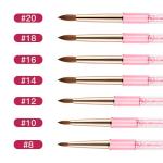 Manicure Pink Handle Acrylic Nail Brush Sable Round Nail Brush Size 6 8