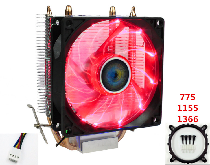 3 wires or 4 wires red LED AMD & Intel CPU cooler