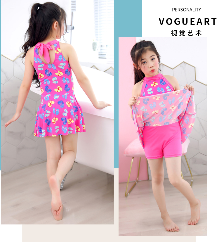 Sunny Girls Swim Suit Two Pieces Shirt Girl Push Up Swimsuit For Children Swimsuit Dress