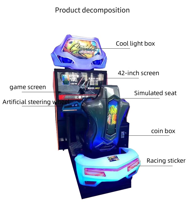 Arcade Games Video Machine Motion Simulator Car Racing Game Machine 2300*1200*2300mm 100KG