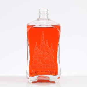China Clear Glass Collar 750ml Embossed Bottle for Alcoholic Beverages and Drinks wholesale