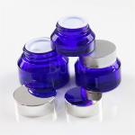 Empty Inclined Shoulder Glass Cosmetic Jars With Sliver Screw Cap